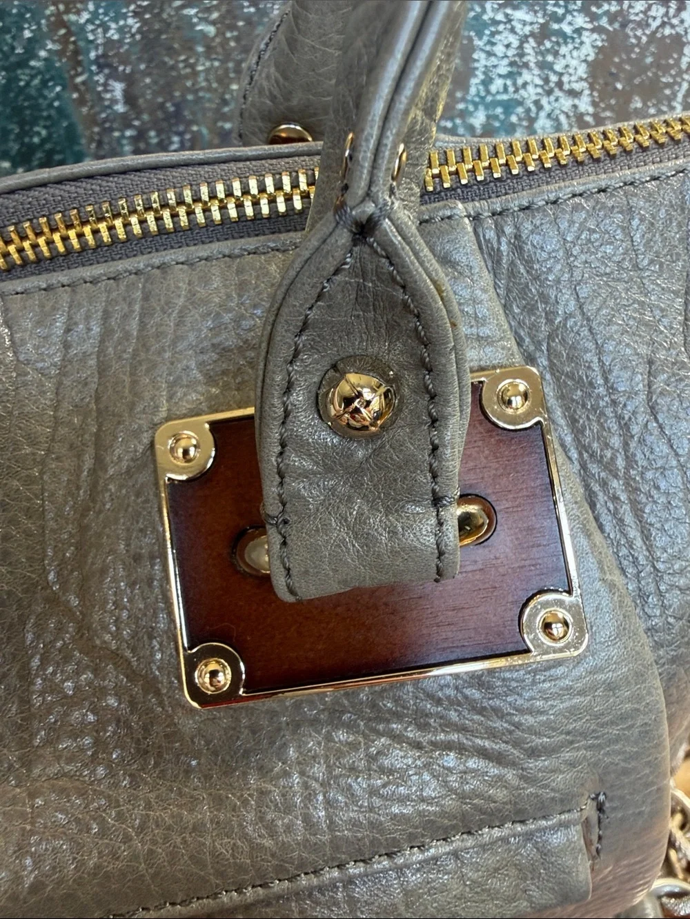 Elliott Lucca Leather Classic 2010s Albertine Metallic‎ Pewter Bag